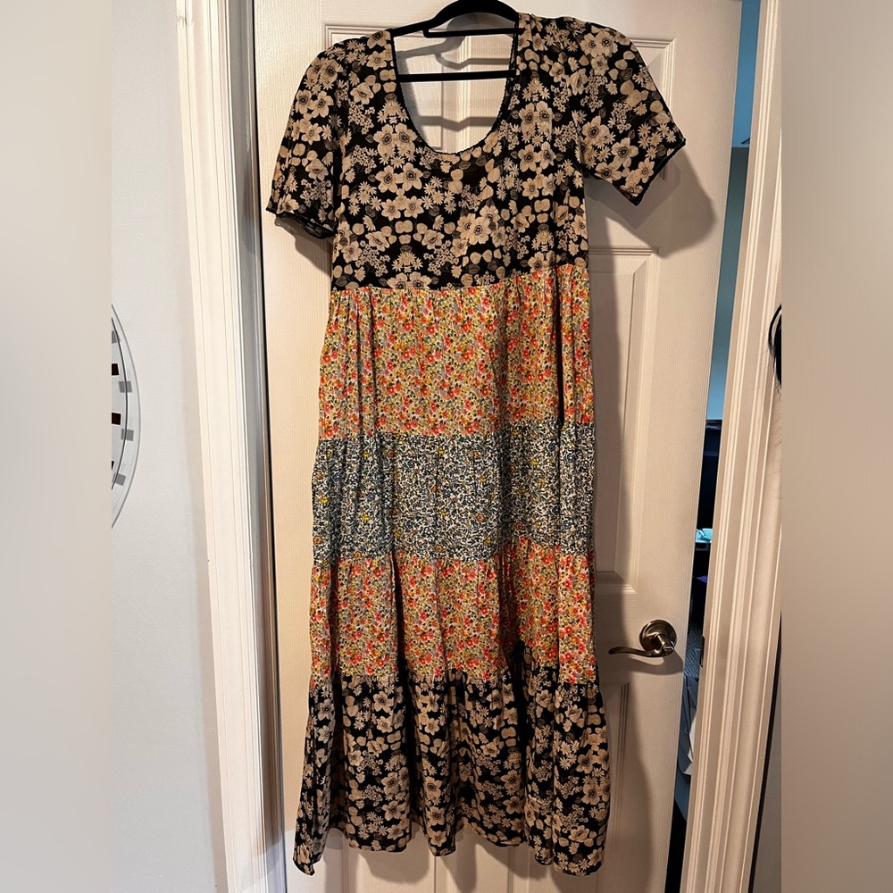 Natural Life Cottage Core Floral Maxi Dress M, NWT